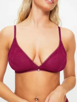 Knickerbox Alice Lace Triangle Bralette - Dark Red