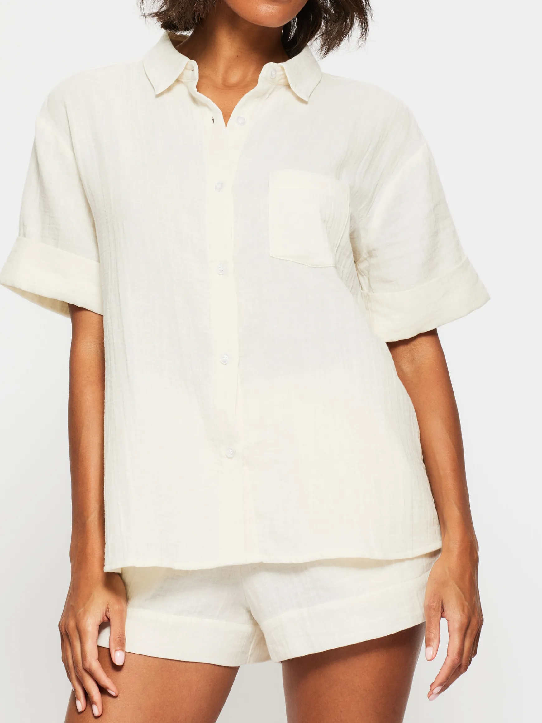 Knickerbox Annie Cotton Short Sleeve Shirt - White