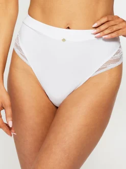 Knickerbox Charlotte Lace High Waisted Thong - White