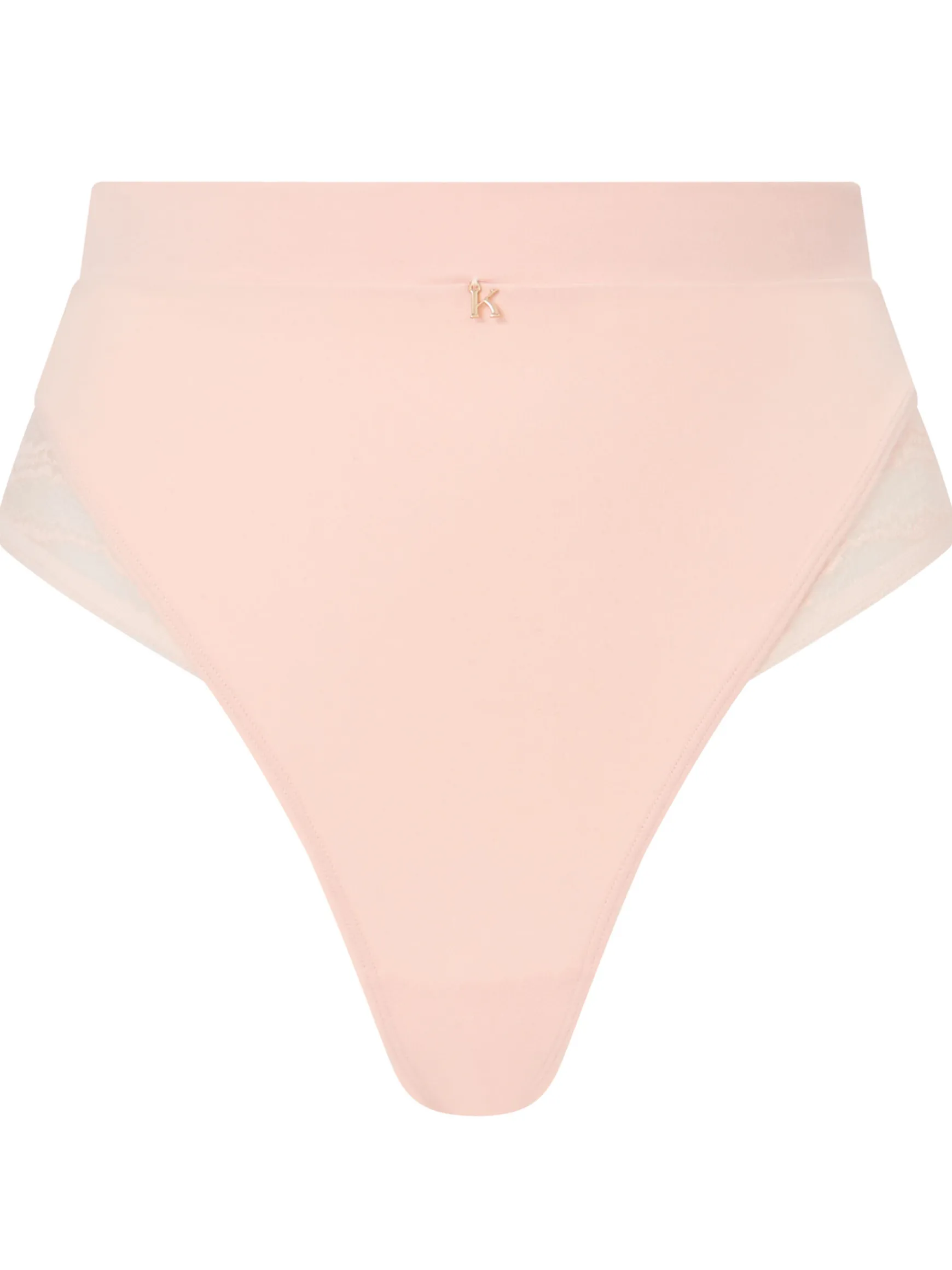 Knickerbox Charlotte Lace High Waisted Thong - Pale Pink