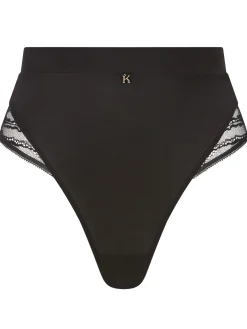 Knickerbox Charlotte Lace High Waisted Thong - Black