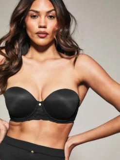 Knickerbox Charlotte Lace Padded Strapless Bra - Black