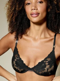 Knickerbox Dolly Lace Non Padded Plunge Bra - Black