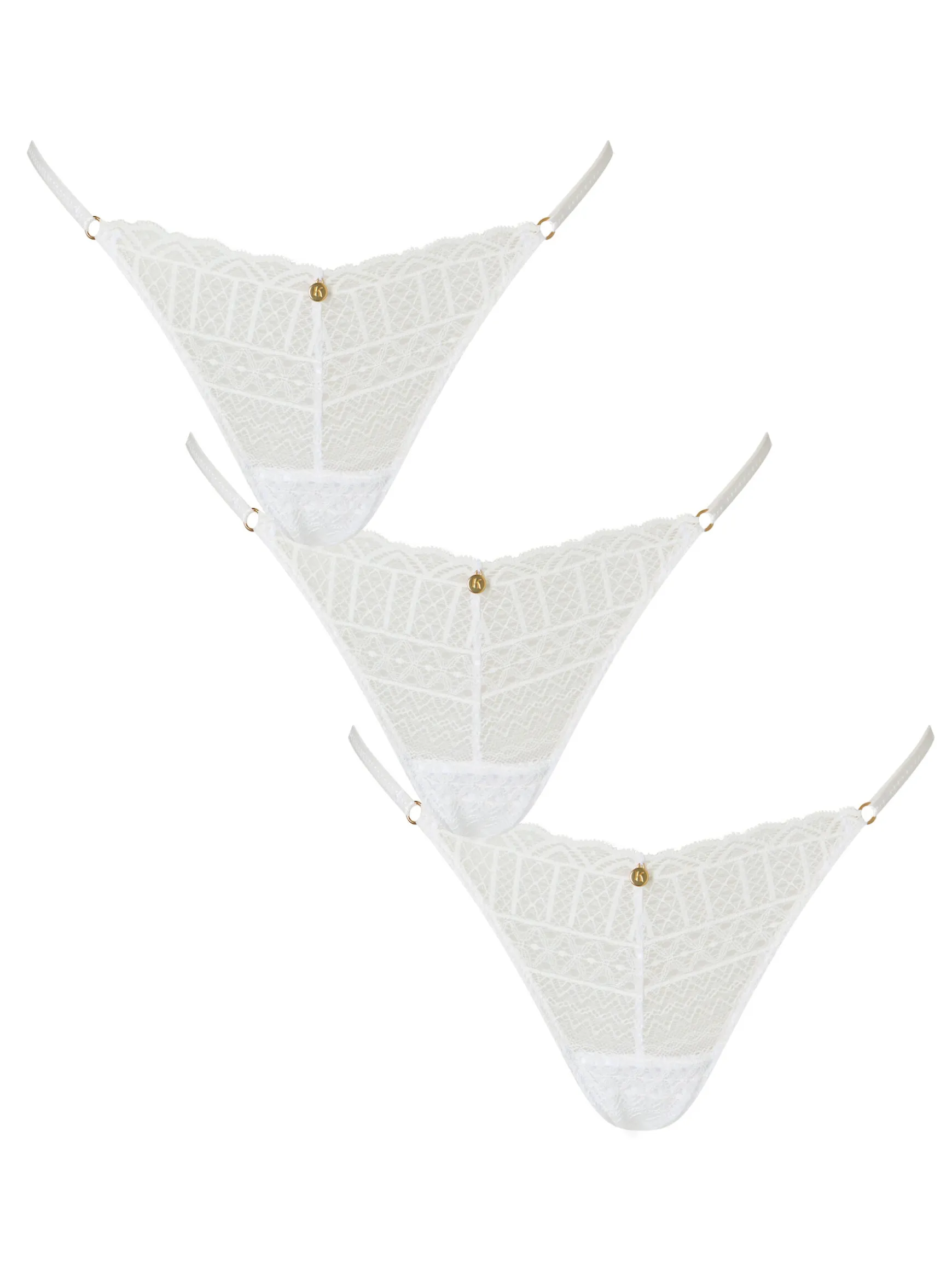 Knickerbox Geometric Lace Thong - Pack of 3 - White