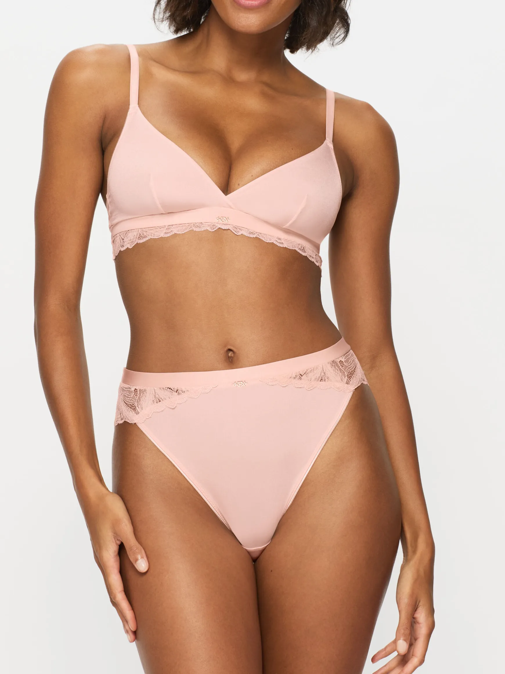 Knickerbox Harper Lace Triangle Bralette - Pale Pink