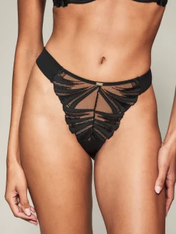 Knickerbox Isabella Embroidered Thong - Black