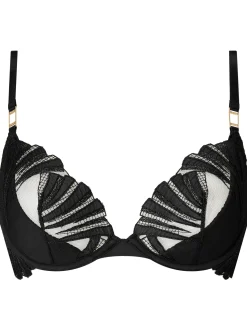 Knickerbox Isabella Embroidered Non Padded Plunge Bra - Black