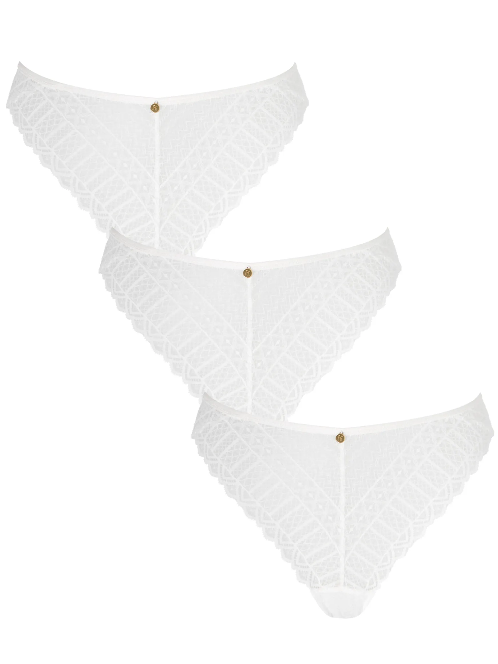 Knickerbox Lace High Leg Brief Knickers - Pack of 3 - White
