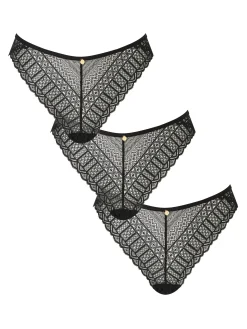 Knickerbox Lace High Leg Brief Knickers - Pack of 3 - Black