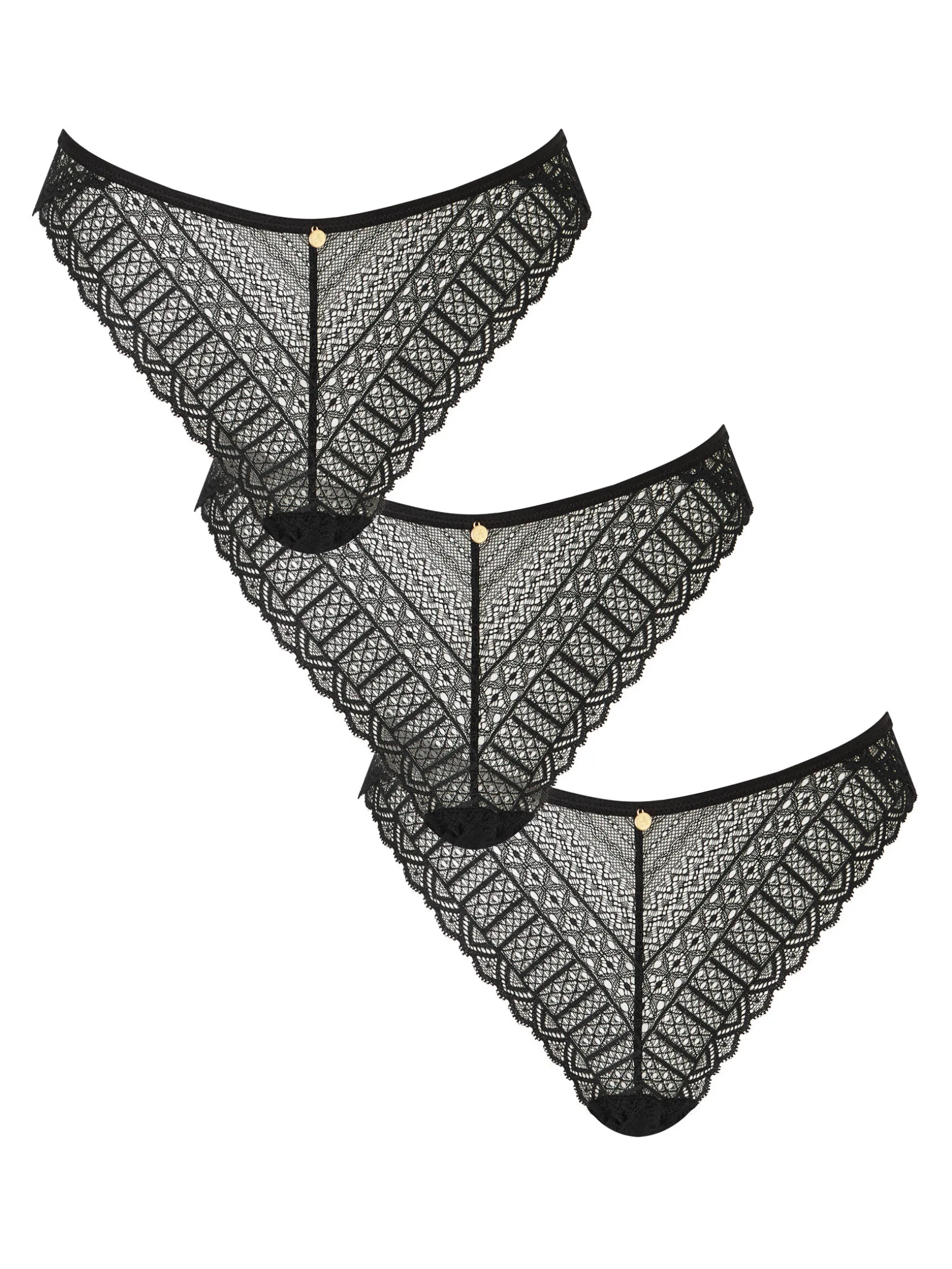 Knickerbox Lace High Leg Brief Knickers - Pack of 3 - Black