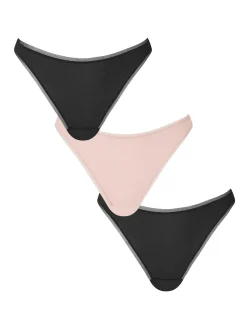 Knickerbox Lace Microfibre Thong - Pack of 3 - Black