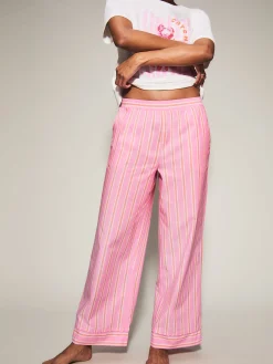 Knickerbox Lobster Stripe Pyjama T-Shirt & Trouser Set - Bright Pink