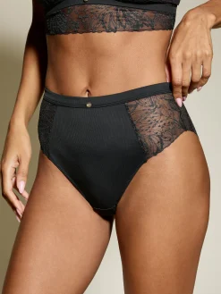 Knickerbox Louisa Lace High Waisted Brazilian Knickers - Black