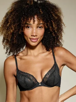 Knickerbox Louisa Lace Non Padded Plunge Bra - Black