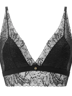 Knickerbox Louisa Lace Ribbed Longline Triangle Bralette - Black