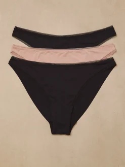 Knickerbox Microfibre Lace High Leg Brief Knickers - Pack of 3 - Black