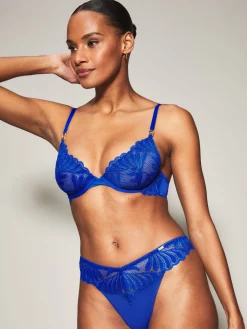 Knickerbox Olivia Lace High Leg Brazilian Knickers - Cobalt