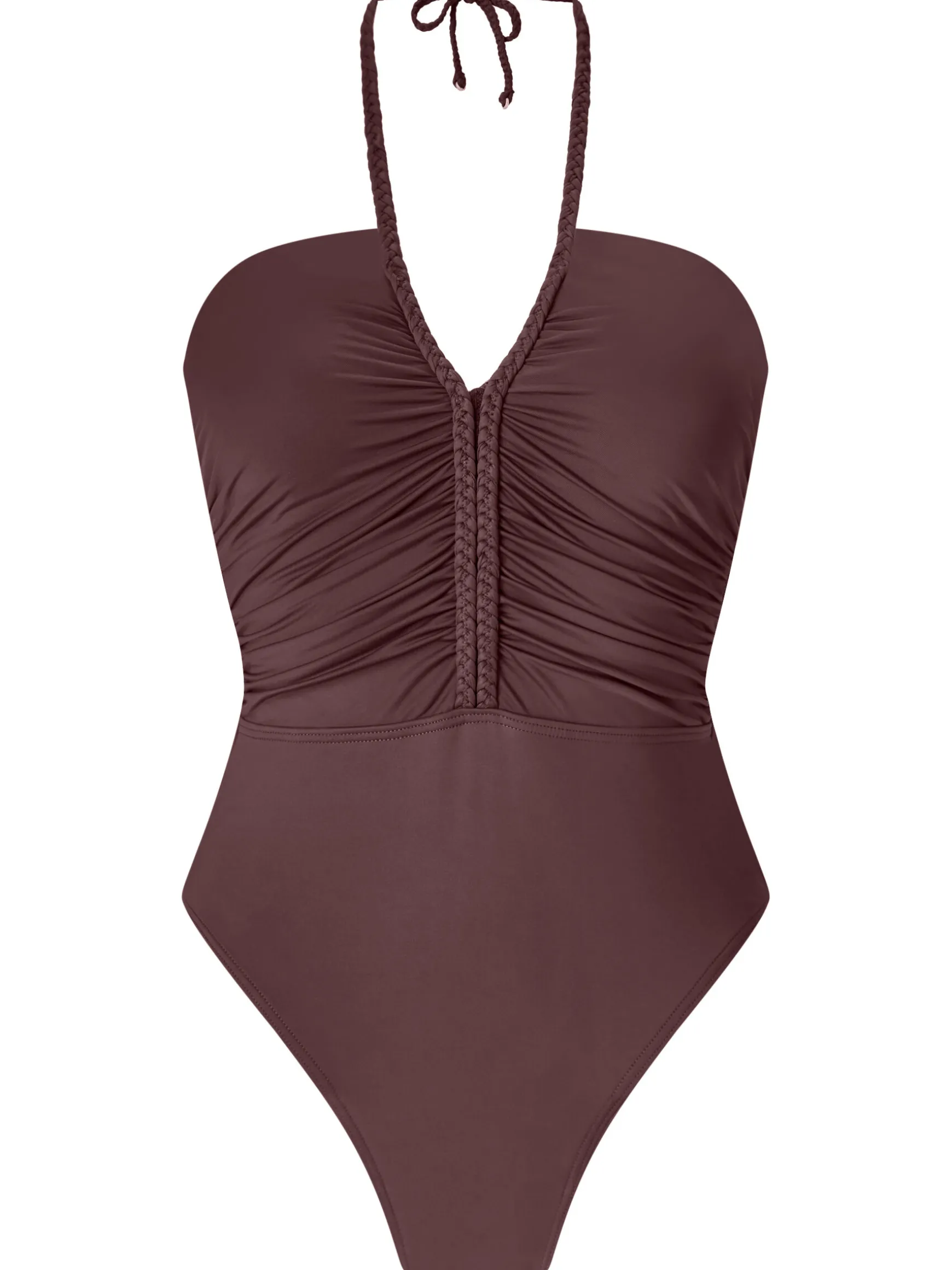 Knickerbox Swim Collections Plaited Halterneck Padded Swimsuit - Brown