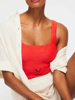 Knickerbox Swim Crinkle Swimsuit - Bright Orange