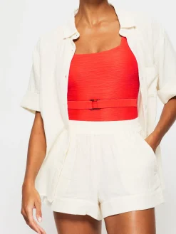 Knickerbox Swim Crinkle Swimsuit - Bright Orange