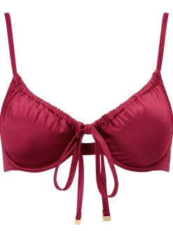 Knickerbox Swim Shimmer Ruched Wired Bikini Top - Red
