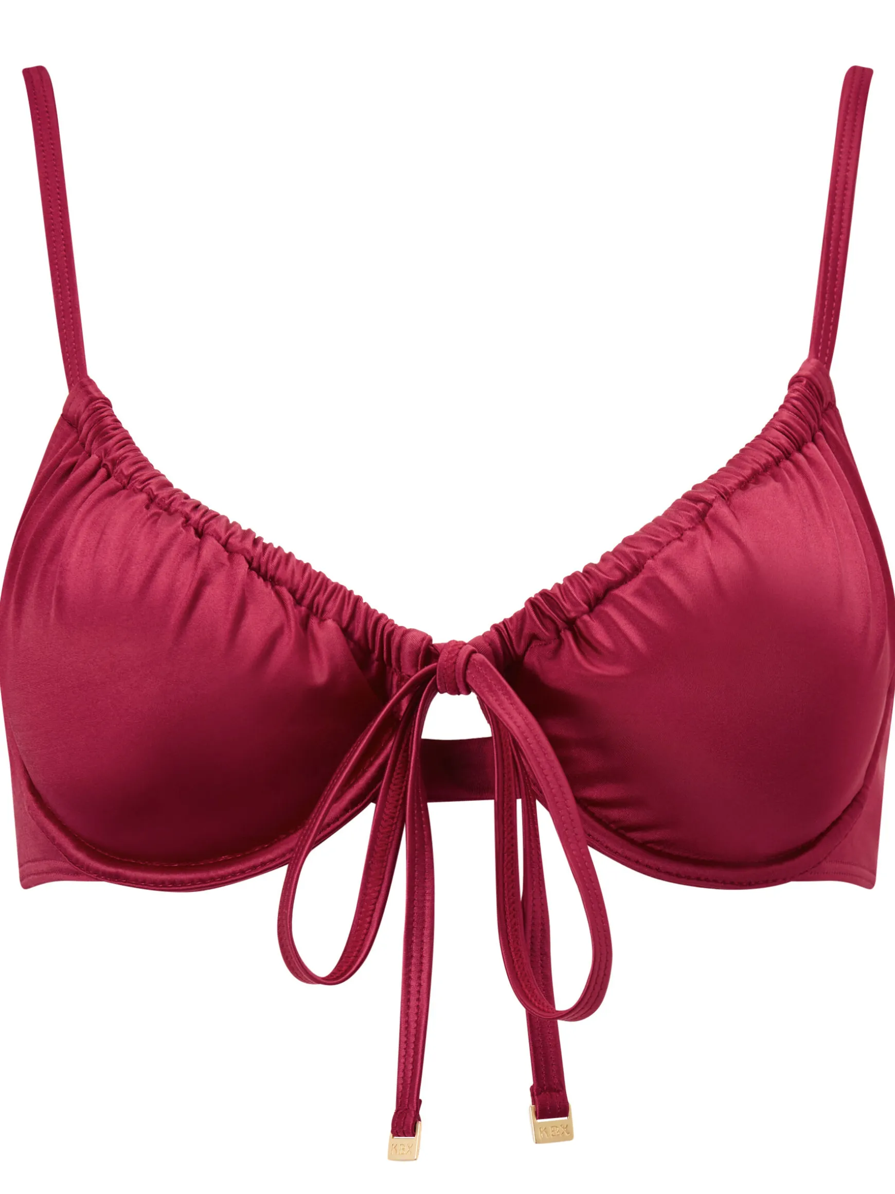 Knickerbox Swim Shimmer Ruched Wired Bikini Top - Red