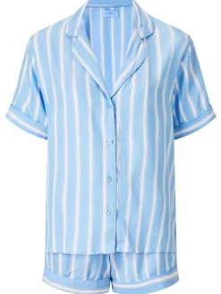 Knickerbox Viscose Stripe Revere Pyjama Shirt & Shorts Set - Multi