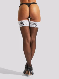 Lace Top Hold Ups - Black