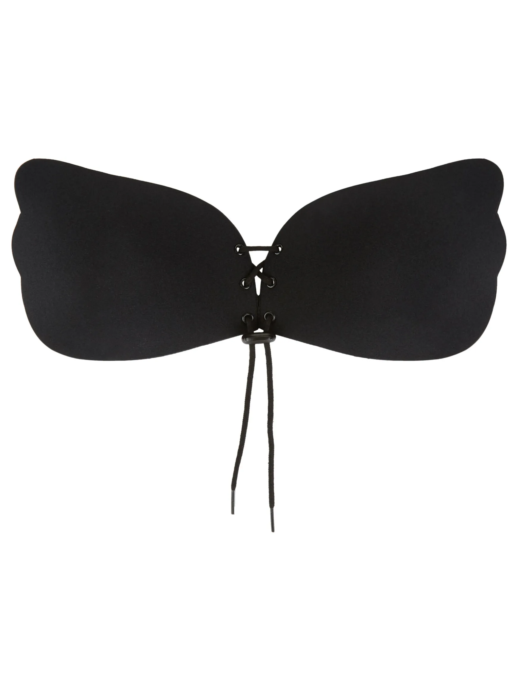 Lace-Up Stick-On Padded Bra - Black