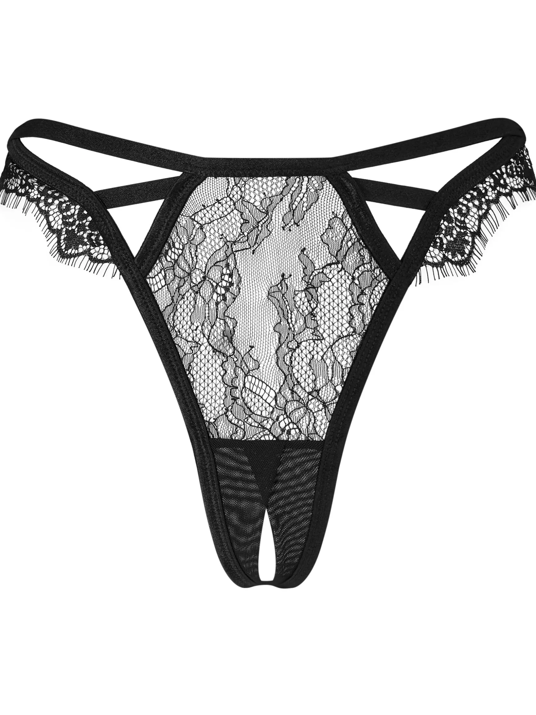 Limelight Lace Crotchless G-String - Black