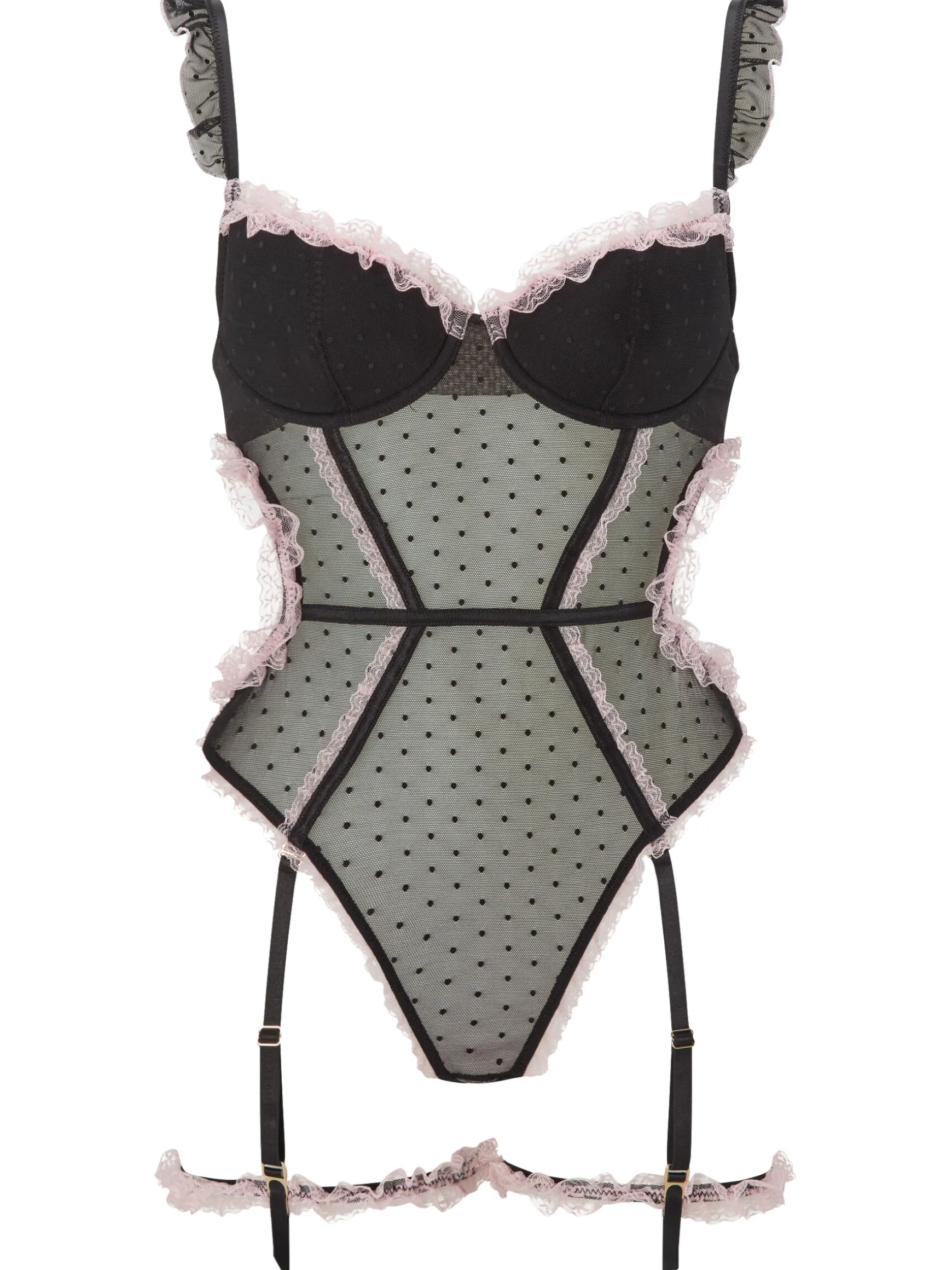 Locked On Love Padded Crotchless Lingerie Body - Black