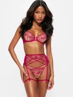 Make You Mine Suspender Belt - Dark Pink
