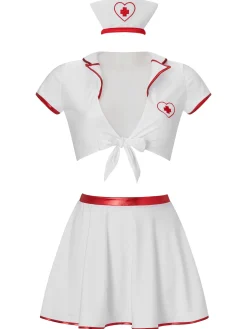 Mesmerising Medic 3 Piece Nurse Costume with Headband - White