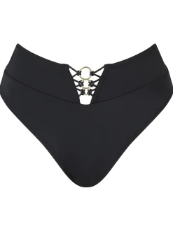 Miami Dreams High Waisted Thong Bikini Bottoms - Black