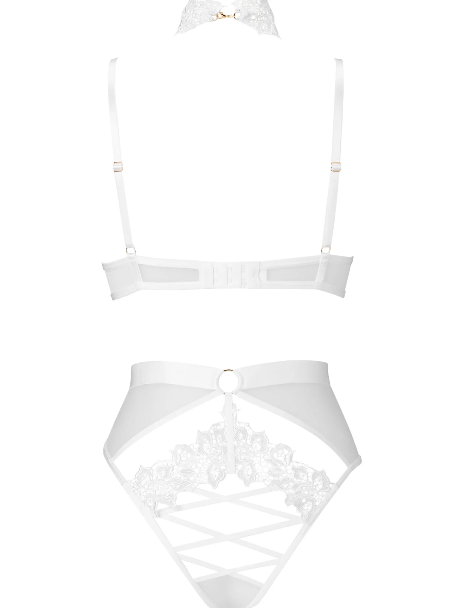 Midnight Muse Guipure Lace Crotchless Lingerie Body - Ivory