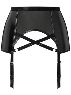 Minx PU Waspie Suspender - Black
