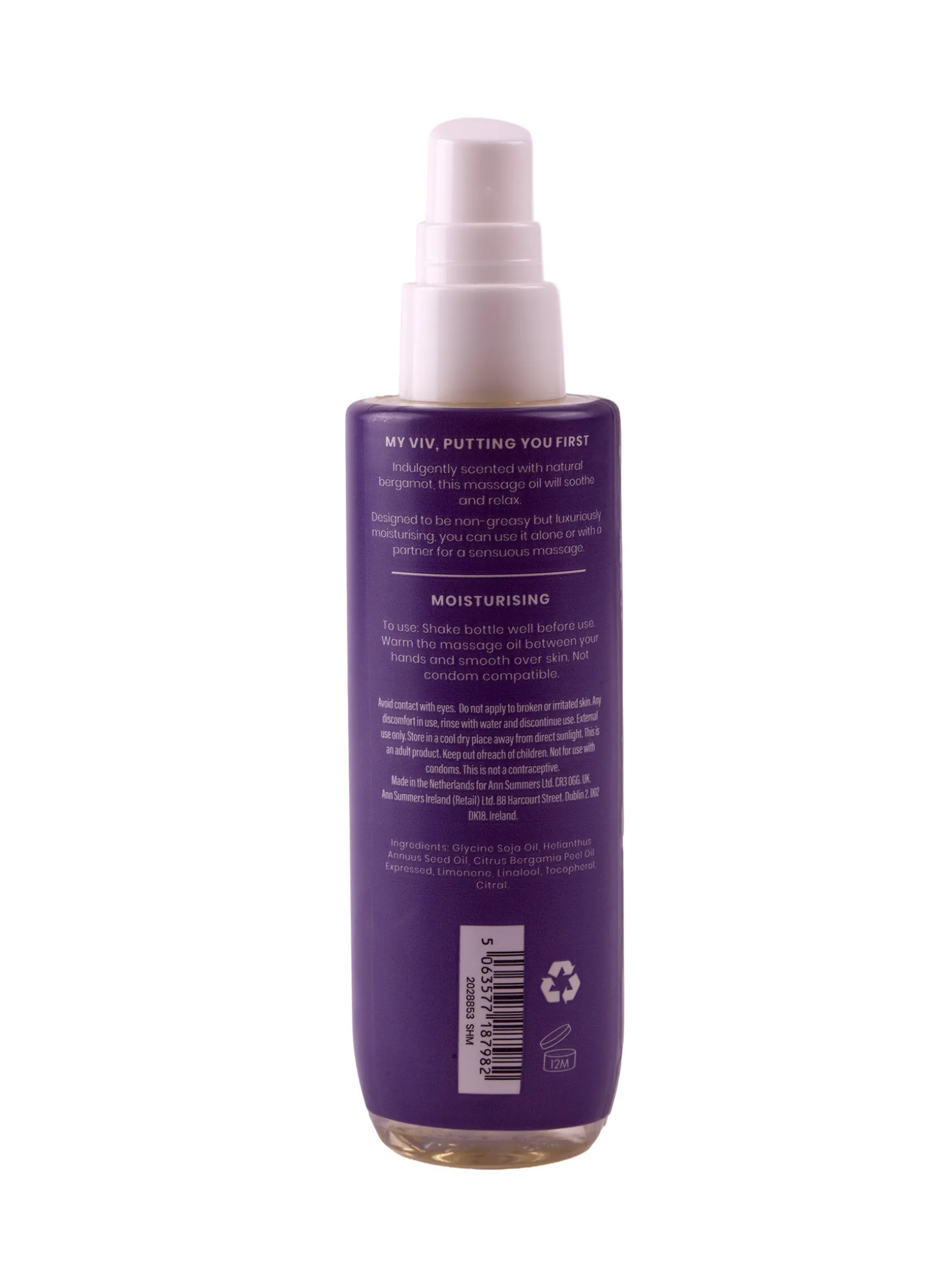 My Viv Bergamot Moisturising Massage Oil 100ml