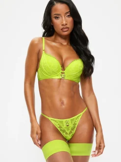 Neon Crush Lace Brazilian Knickers - Lime
