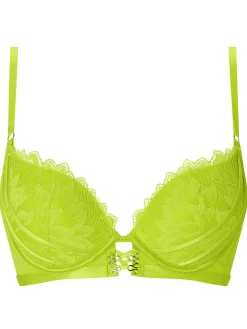 Neon Crush Lace Padded Plunge Bra - Lime
