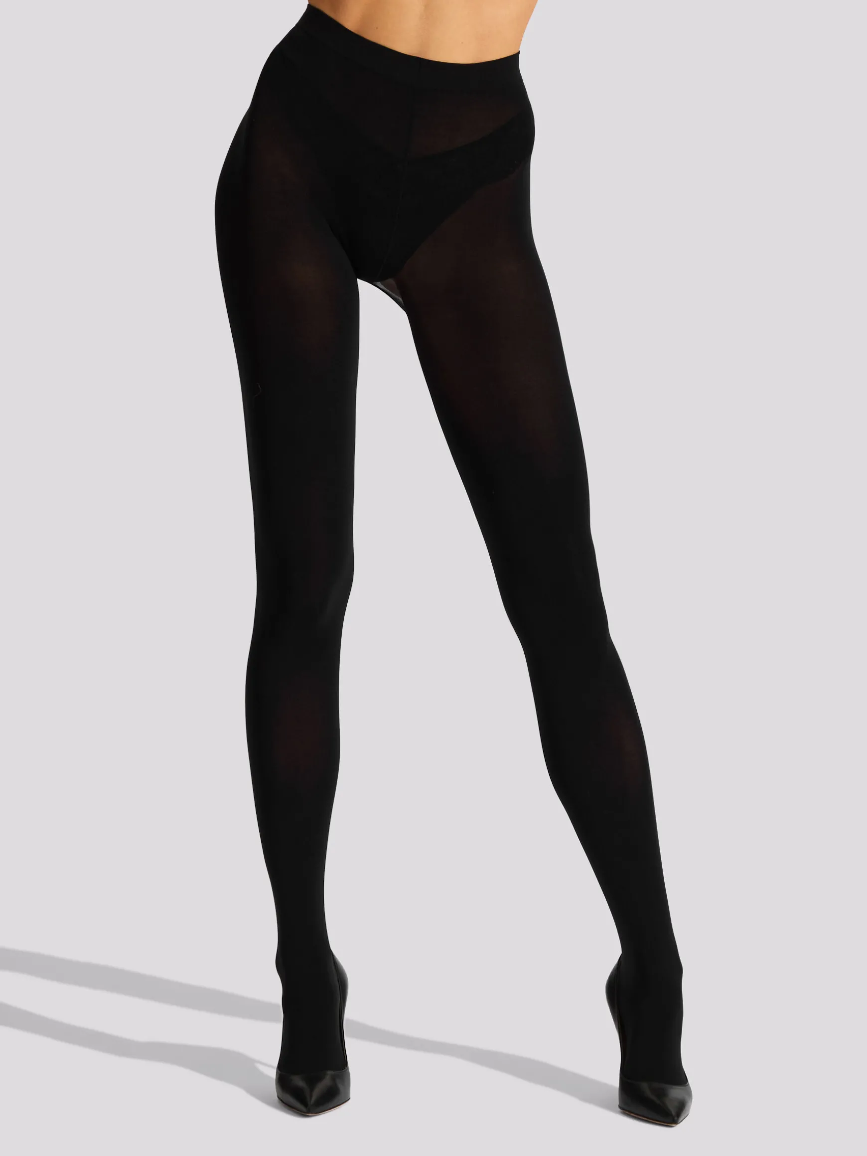 Opaque Crotchless Tassel Bow Open Back Tights - Black/Red