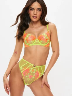 Paradise Glow High Waisted Brazilian Knickers - Lime
