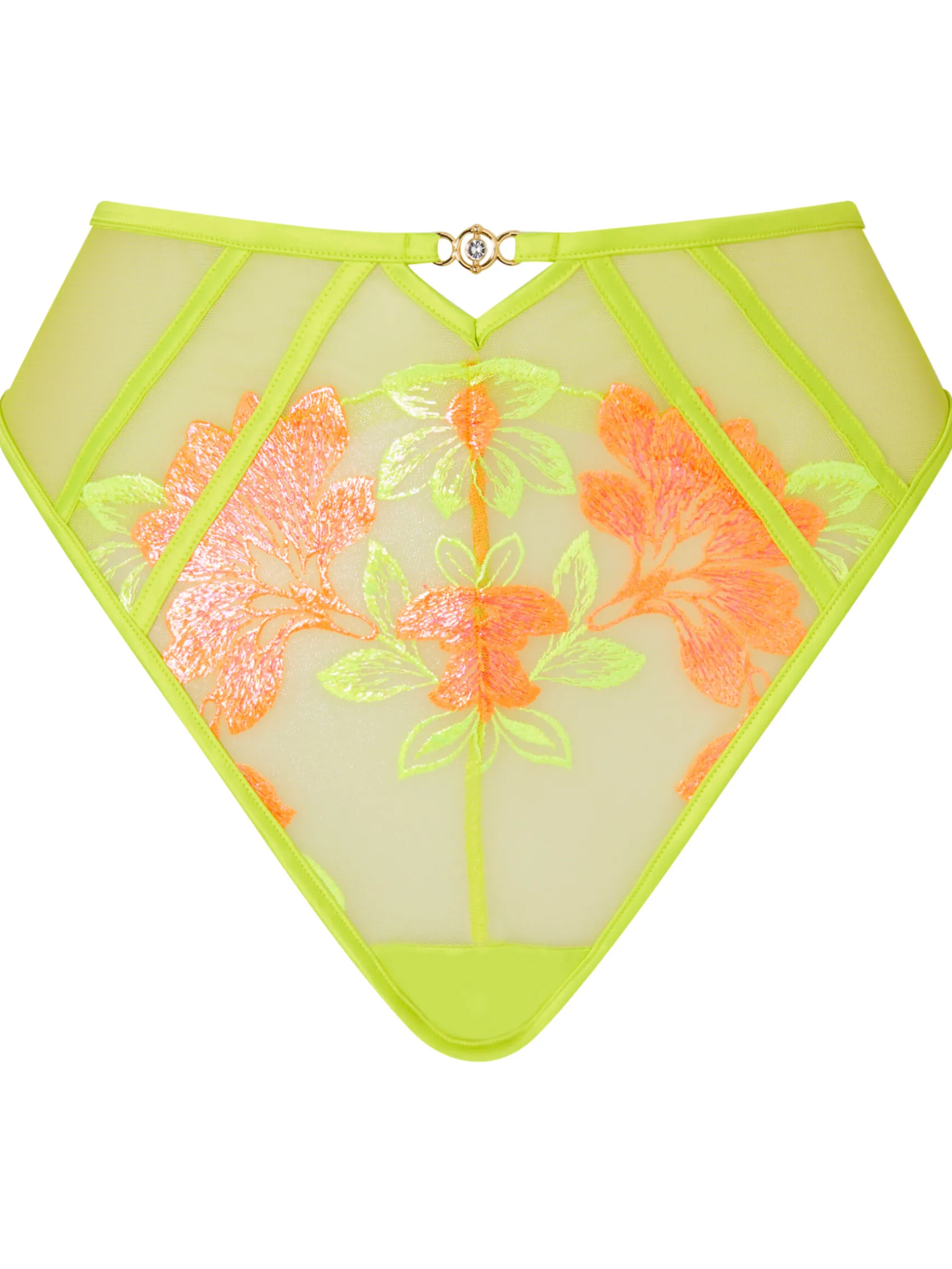 Paradise Glow High Waisted Brazilian Knickers - Lime