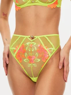 Paradise Glow High Waisted Brazilian Knickers - Lime