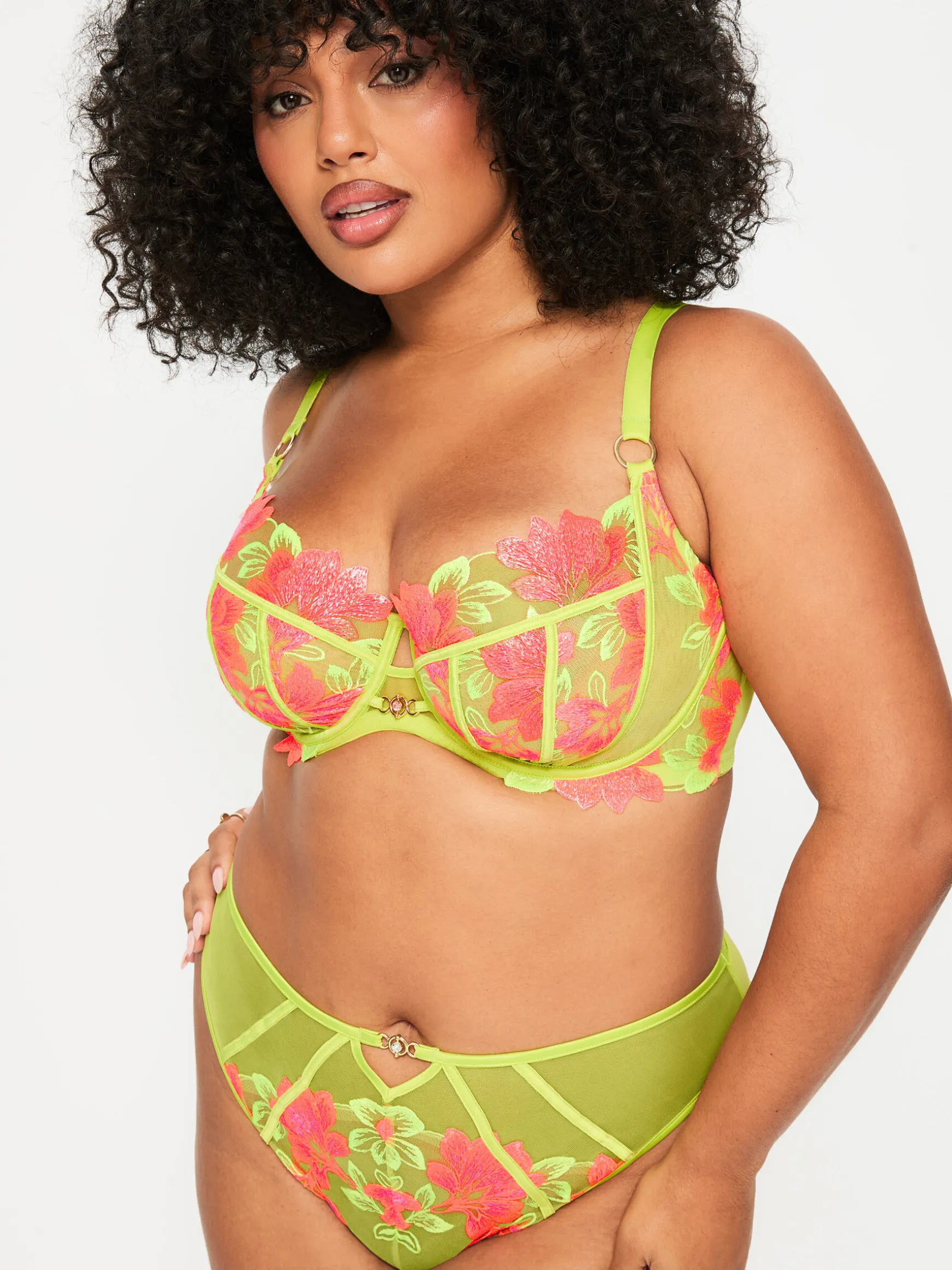 Paradise Glow Non Padded Fuller Bust Balcony Bra - Lime