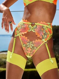 Paradise Glow Waspie Suspender - Lime