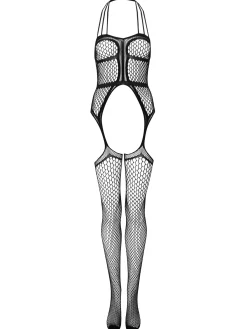 Persuasion Fishnet Crotchless Bodystocking - Black