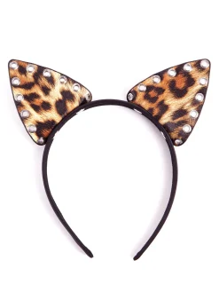 PU Animal Print Cat Ears Headband