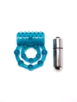 Ribbed Vibrating Cock & Ball Ring with Removable Bullet