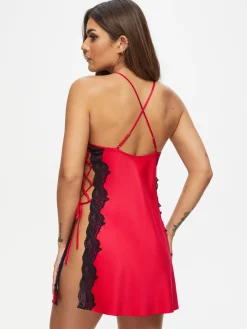 Rosalie Satin Chemise Lingerie - Red