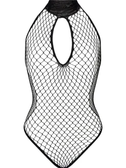 Seductive Fishnet Open Cup Crotchless Lingerie Body - Black